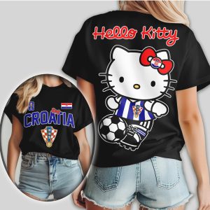 Hello Kitty Croatia National Football Team Fan Checkered Kit Soccer Shirt