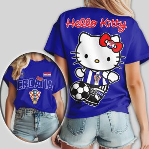 Hello Kitty Croatia National Football Team Fan Checkered Kit Soccer Shirt