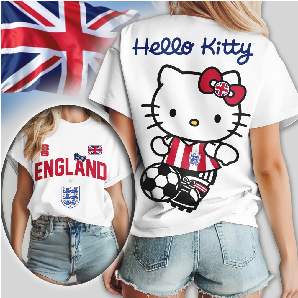 Hello Kitty England National Team Football Classic White Blue Fan T Shirt Hello Kitty England National Team Football Classic White Blue Fan T Shirt
