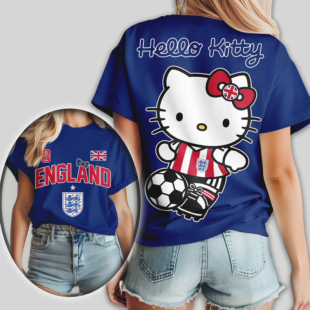 Hello Kitty England National Team Football Classic White Blue Fan T Shirt Hello Kitty England National Team Football Classic White Blue Fan T Shirt