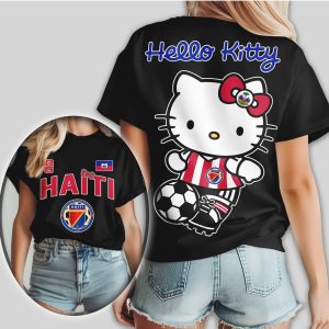 Hello Kitty Haiti National Football Team Fan Soccer Kitty T Shirt