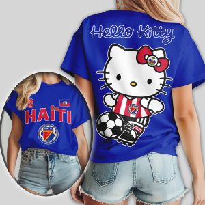 Hello Kitty Haiti National Football Team Fan Soccer Kitty T Shirt
