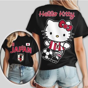 Hello Kitty Japan Samurai Blue Soccer Fan T Shirt
