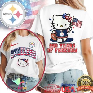 Hello Kitty Pittsburgh Steelers 250 Years of Freedom American Flag T Shirt
