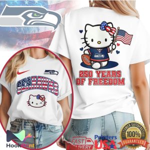 Hello Kitty Seattle Seahawks 250 Years of Freedom Patriotic T Shirt