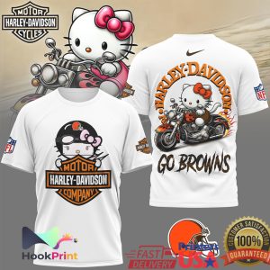 Hello Kitty x Harley Davidson Cleveland Browns NFL Fan T Shirt