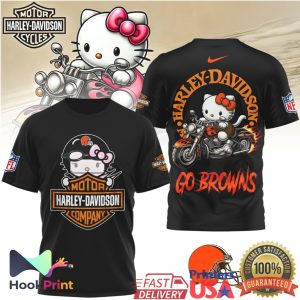 Hello Kitty x Harley Davidson Cleveland Browns NFL Fan T Shirt