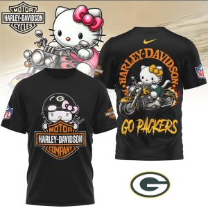 Hello Kitty x Harley Davidson x Green Bay Packers NFL Biker T Shirt