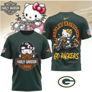 Hello Kitty x Harley Davidson x Green Bay Packers NFL Biker T Shirt
