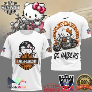 Hello Kitty x Harley Davidson x Las Vegas Raiders Go Raiders Mashup T Shirt