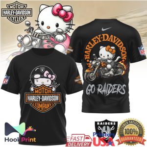 Hello Kitty x Harley Davidson x Las Vegas Raiders Go Raiders Mashup T Shirt
