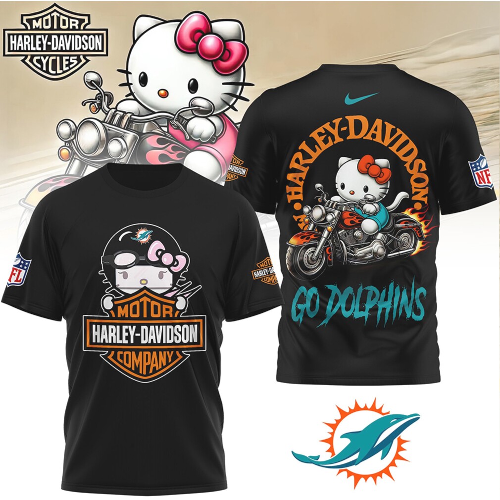 Hello Kitty x Harley Davidson x Miami Dolphins NFL Biker T Shirt Hello Kitty x Harley Davidson x Miami Dolphins NFL Biker T Shirt