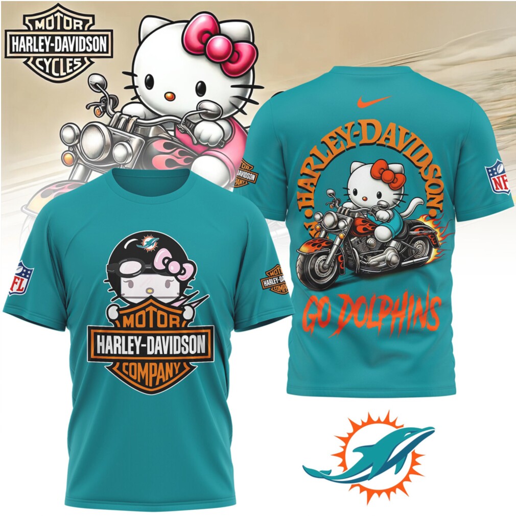 Hello Kitty x Harley Davidson x Miami Dolphins NFL Biker T Shirt Hello Kitty x Harley Davidson x Miami Dolphins NFL Biker T Shirt