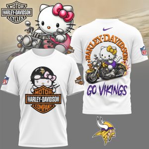 Hello Kitty x Harley Davidson x Minnesota Vikings NFL Biker T Shirt