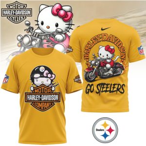 Hello Kitty x Harley Davidson x Pittsburgh Slers NFL Biker T Shirt