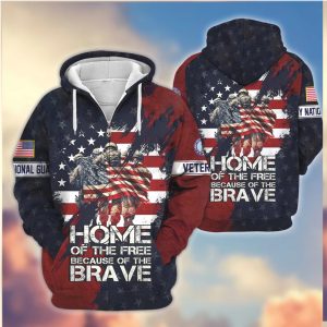 Home Of The Free Because Of The Brave US Flag Veteran 3D Zip Hoodie