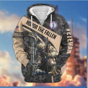Honor The Fallen Soldier Kneeling Prayer Camo Veteran 3D Hoodie