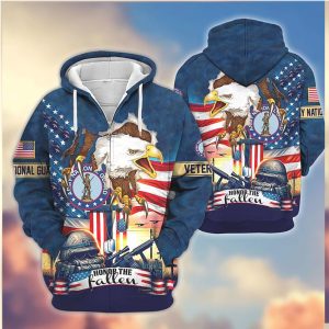 Honor The Fallen Veteran Eagle US Flag Battlefield Cross 3D Shirt