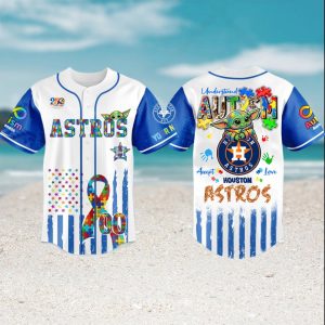 Houston Astros Autism Awareness Baby Yoda Custom Baseball Jersey