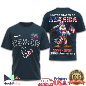Houston Texans 250th Anniversary 1776 2026 America Eagle Patriotic T Shirt