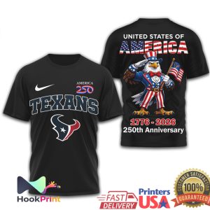 Houston Texans 250th Anniversary 1776 2026 United States Patriotic Eagle T Shirt