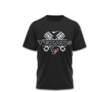 Houston Texans Motorcycle Biker Flag & Pistons Design Navy Red White T Shirt Houston Texans Motorcycle Biker Flag & Pistons Design Navy Red White T Shirt