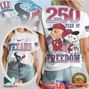 Houston Texans Snoopy Charlie Brown 250 Years of Freedom T Shirt