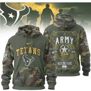 Houston Texans US Army 250th Anniversary Camo Military Tribute T Shirt