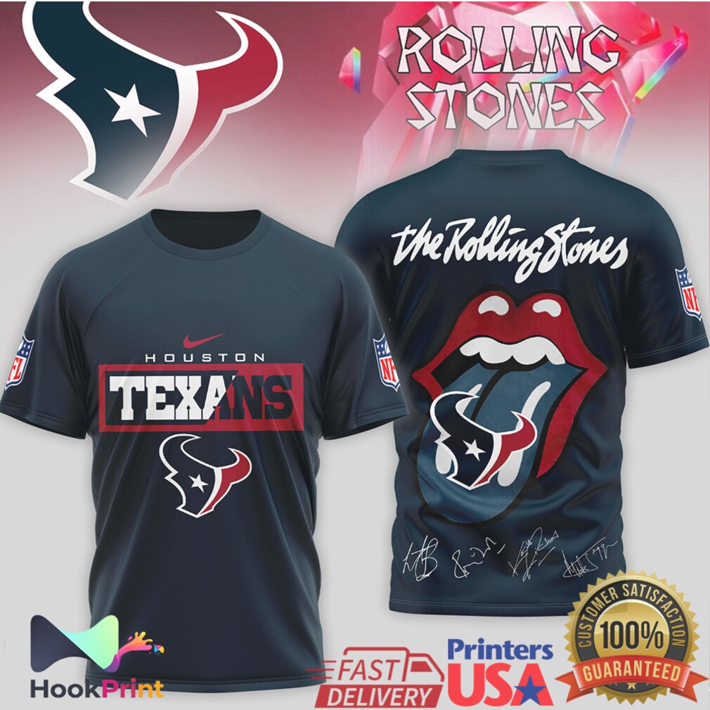 Houston Texans x The Rolling Stones Classic Tongue Signature T Shirt Houston Texans x The Rolling Stones Classic Tongue Signature T Shirt