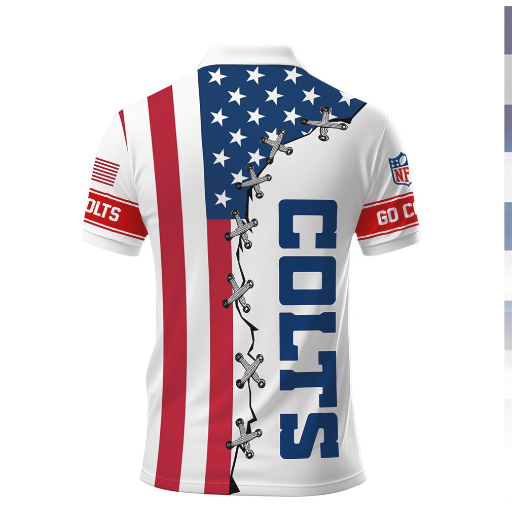 Indianapolis Colts American Flag Laced Style Polo Shirt Indianapolis Colts American Flag Laced Style Polo Shirt