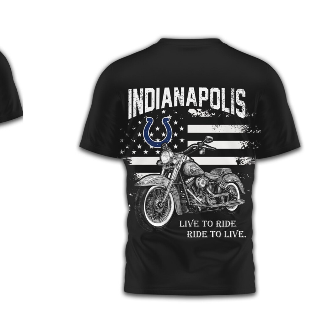 Indianapolis Colts Biker American Flag Motorcycle Graphic Blue White NFL Fan T Shirt Indianapolis Colts Biker American Flag Motorcycle Graphic Blue White NFL Fan T Shirt
