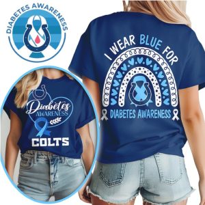 Indianapolis Colts Diabetes Awareness I Wear Blue Support Blue White Football T Shirt