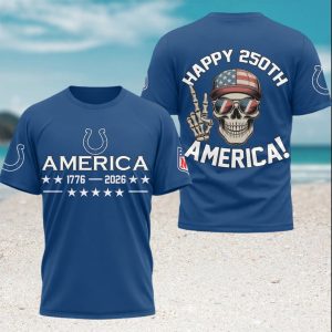 Indianapolis Colts Happy 250th Anniversary America 1776 2026 USA Skull T Shirt Indianapolis Colts Happy 250th Anniversary America 1776 2026 USA Skull T Shirt
