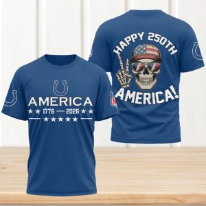Indianapolis Colts Happy 250th Anniversary America 1776 2026 USA Skull T Shirt