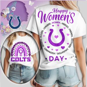 Indianapolis Colts Happy Womens Day NFL Football Purple Horseshoe Shirt