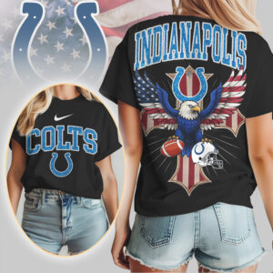 Indianapolis Colts Patriotic Eagle American Flag Cross NFL Football T Shirt
