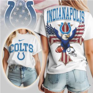 Indianapolis Colts Patriotic Eagle American Flag Cross NFL Football T Shirt