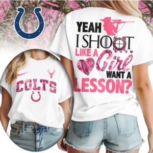 Indianapolis Colts Shoot Like a Girl Pink Camo NFL Football T Shirt Indianapolis Colts Shoot Like a Girl Pink Camo NFL Football T Shirt