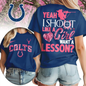 Indianapolis Colts Shoot Like a Girl Pink Camo NFL Football T Shirt