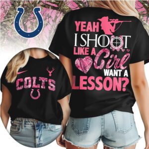Indianapolis Colts Shoot Like a Girl Pink Camo NFL Football T Shirt