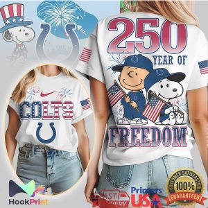 Indianapolis Colts Snoopy Charlie Brown 250 Years of Freedom T Shirt