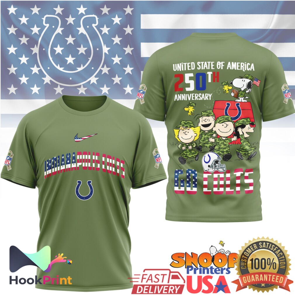 Indianapolis Colts Snoopy Peanuts 250th Anniversary Military Appreciation Olive T Shirt Indianapolis Colts Snoopy Peanuts 250th Anniversary Military Appreciation Olive T Shirt