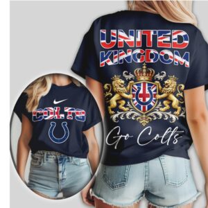 Indianapolis Colts UK Flag Royal Crest Fan NFL Football T Shirt