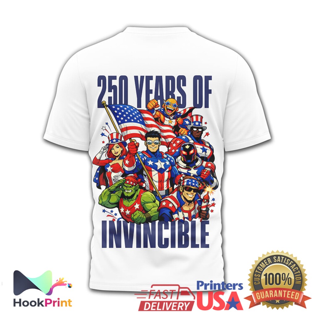 Invincible 4th Of July 1776 2026 250 Years Celebration Patriotic Superhero T Shirt Invincible 4th Of July 1776 2026 250 Years Celebration Patriotic Superhero T Shirt
