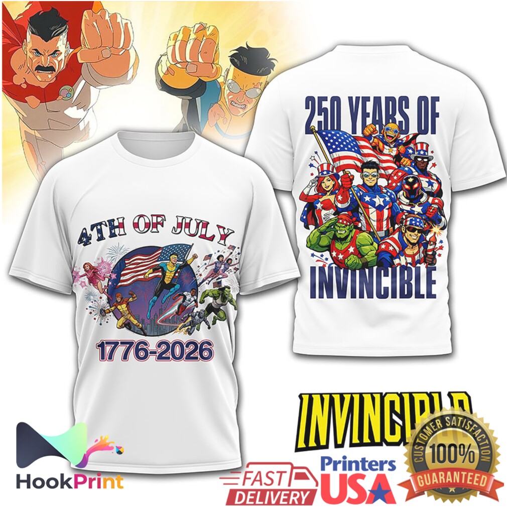 Invincible 4th Of July 1776 2026 250 Years Celebration Patriotic Superhero T Shirt Invincible 4th Of July 1776 2026 250 Years Celebration Patriotic Superhero T Shirt