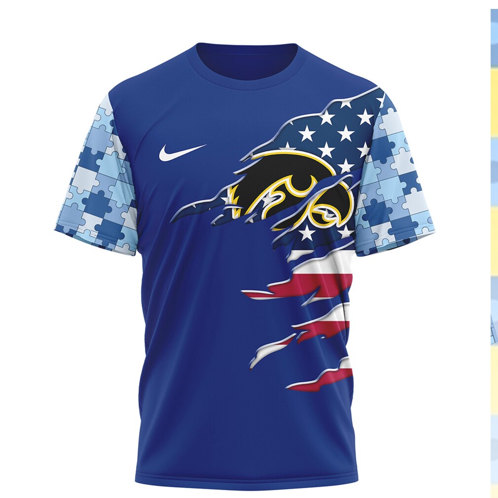Iowa Hawkeyes I Wear Blue for Autism Awareness T Shirt Iowa Hawkeyes I Wear Blue for Autism Awareness T Shirt