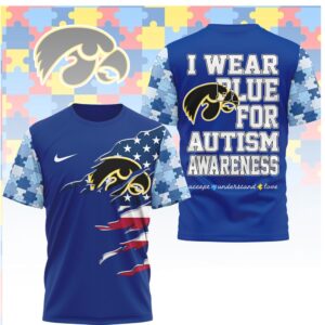 Iowa Hawkeyes I Wear Blue for Autism Awareness T Shirt