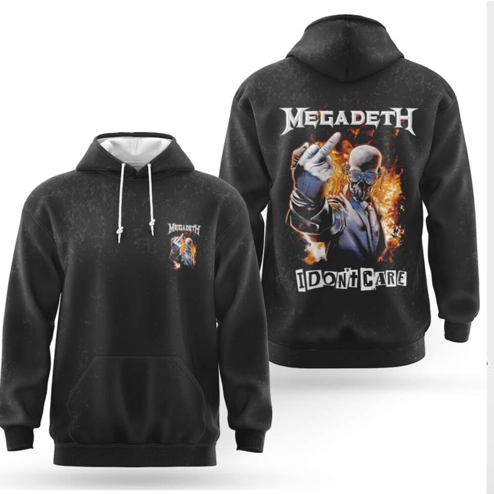 Megadeth Vic Rattlehead I Don't Care Middle Finger Fire Shirt Megadeth Vic Rattlehead I Don't Care Middle Finger Fire Shirt