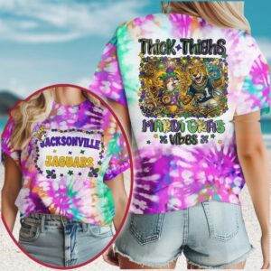 Jacksonville Jaguars Mardi Gras Vibes Thick Thighs Mascot NFL T Shirt Jacksonville Jaguars Mardi Gras Vibes Thick Thighs Mascot NFL T Shirt