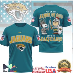 Jacksonville Jaguars Peanuts Snoopy Put On The Armor Of God Shirt
